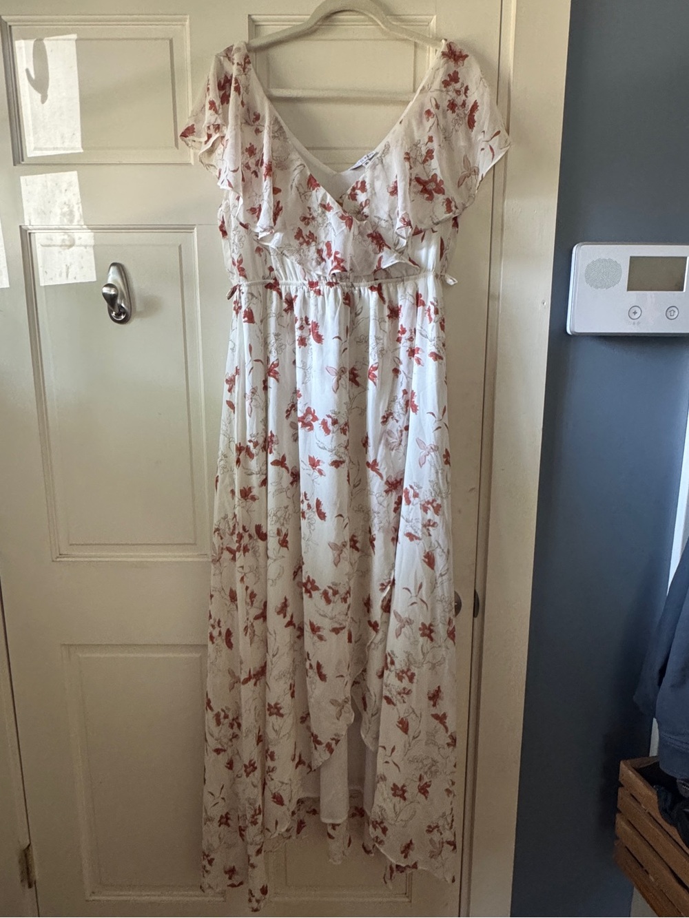 Baltic Born White Maxi Dress with Rust Floral Print